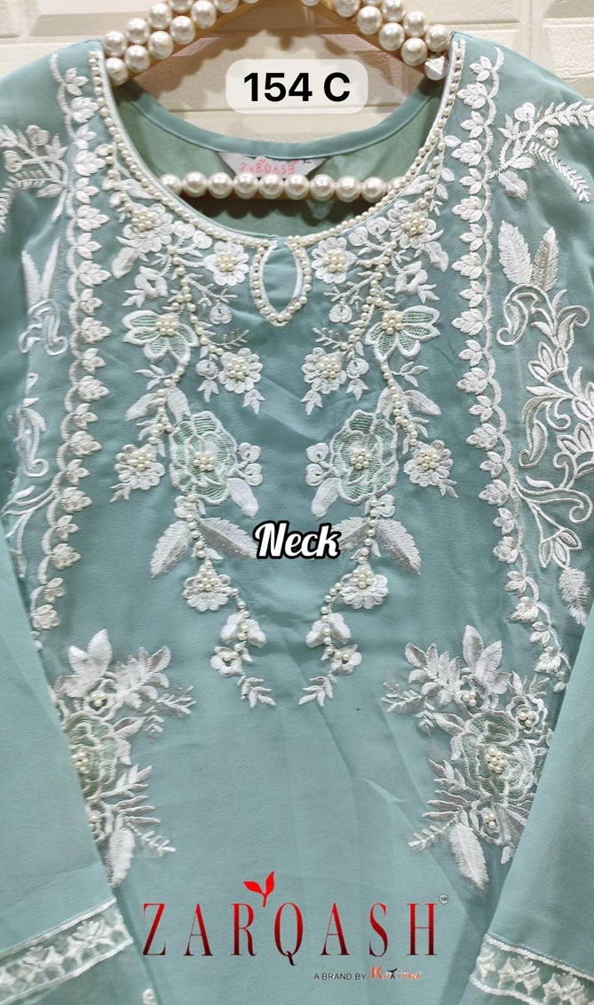 Z 154 Zarqash Embroidery Faux Georgette Pakistani Readymade Suits Wholesale Market In Surat